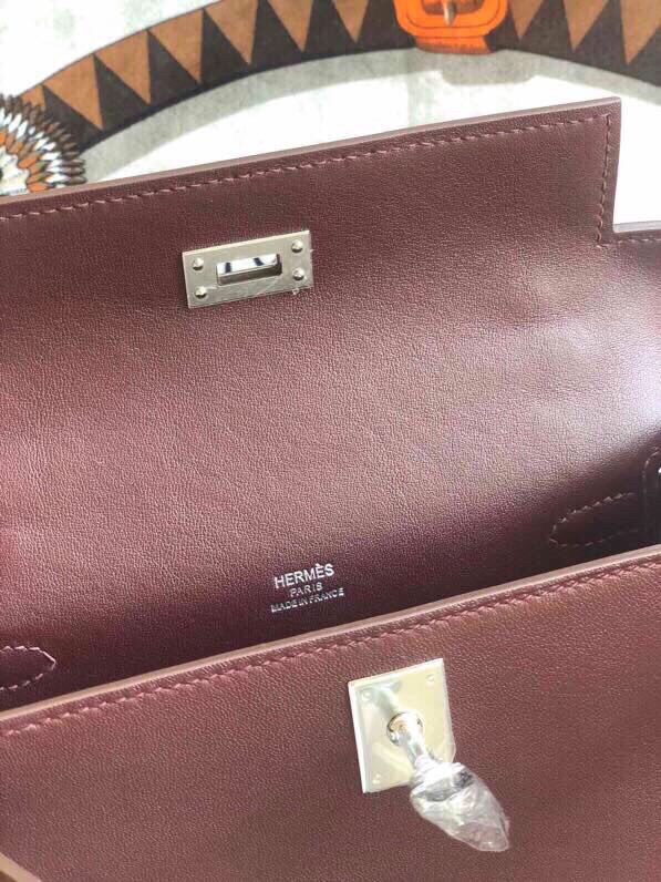 에르메스 미니 켈리백22 보르도 은장 스위프트